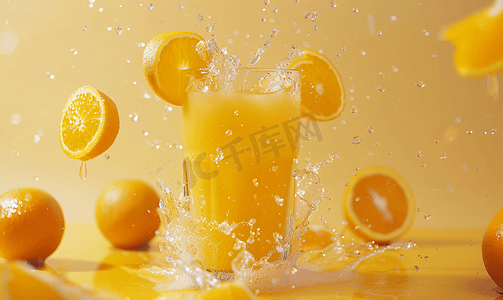 清爽纯天然夏季维生素鲜榨橙汁果汁