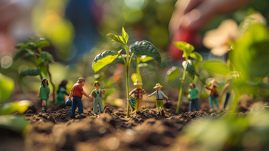 乡村生活农事活动模型立体描绘摄影照片3d