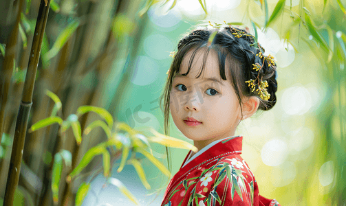国风人物摄影照片_竹林中国风小女孩
