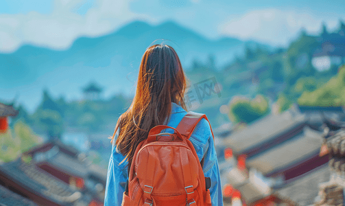 象山旅行女性背影