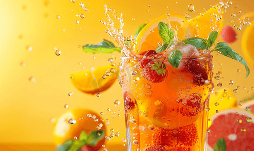 草莓饮品摄影照片_夏季果汁系列