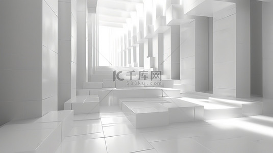 纯色背景背景图片_白色空间走廊纯色建筑背景图