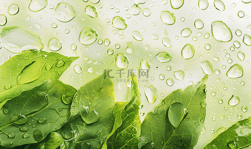 芭蕉叶花背景图片_雨后清新树叶水滴纹理特写背景