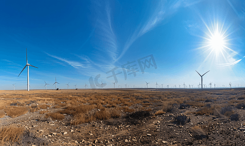 像素高摄影照片_新疆草原风车风力发电资源利用全景