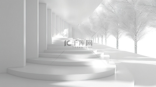 白色空间走廊纯色建筑背景图片