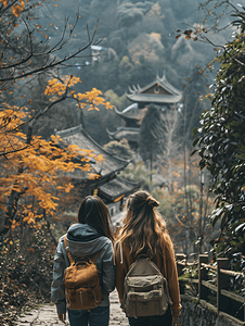 自然美女性摄影照片_象山旅行女性背影