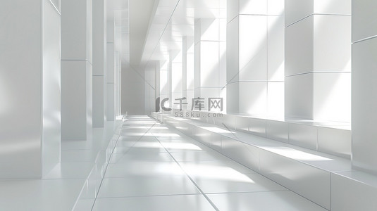 白色空间走廊纯色建筑背景素材