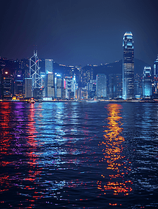 香港旅游摄影照片_香港维多利亚港夜景