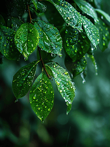 雨季中的树叶
