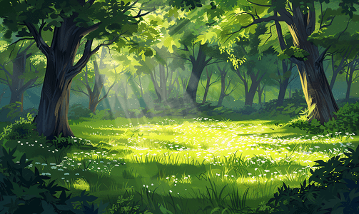 草原光影树林