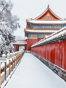 宫廷图片摄影照片_北京故宫红墙的雪景