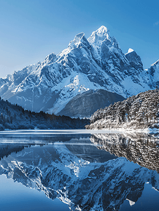 玉龙雪山日照金山摄影照片_丽江冬天玉龙雪山日照金山