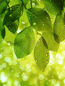 节气惊蛰海报摄影照片_水滴绿叶雨滴