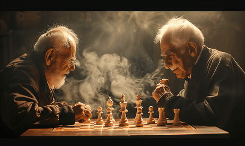 老年人下棋模特