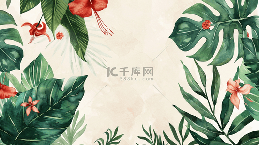 彩色手绘植物装饰边框背景10