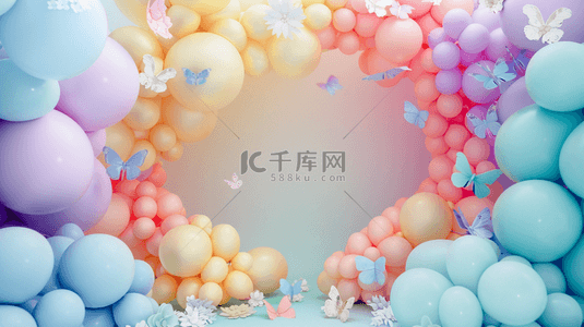 彩色唯美缤纷气球拱门活动的背景3