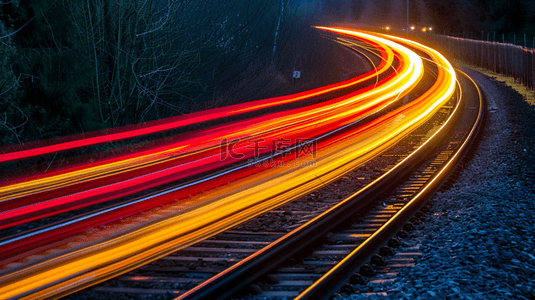 铁路背景图片_深色夜晚铁路轨道黄色光线轨道的背景8