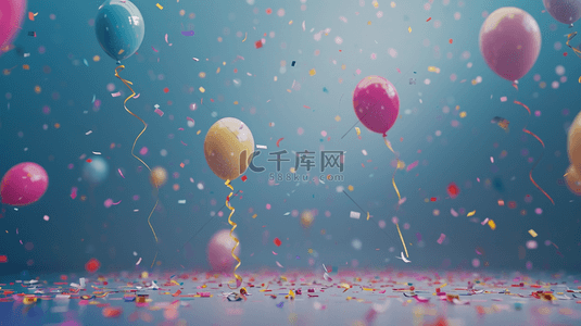 生日聚会背景图片_彩色气球彩带节日聚会的背景12