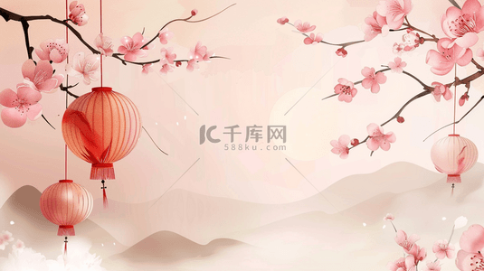 粉色背景背景图片_粉色中国风盛开的樱花背景5