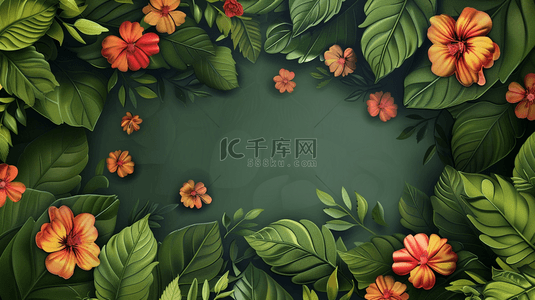 绿色植物装饰叶子边框背景11