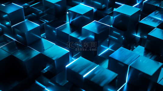 蓝色科技晶体方块立体商务的背景18