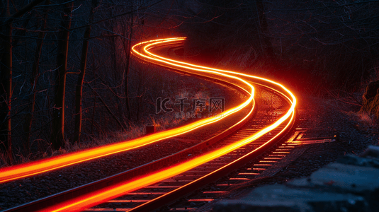 铁路背景图片_深色夜晚铁路轨道黄色光线轨道的背景6