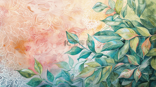 手绘绿植植物自然叶子装饰背景1