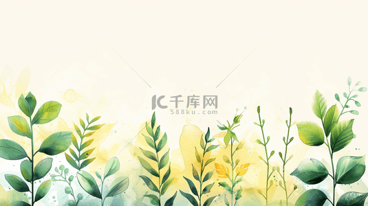 水彩背景图片_白色简约花朵树叶的背景16