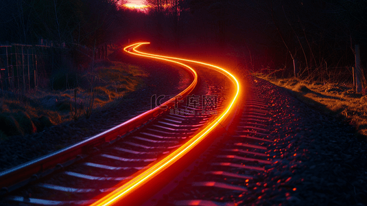 铁路背景图片_深色夜晚铁路轨道黄色光线轨道的背景19
