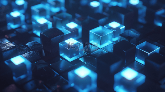 蓝色科技晶体方块立体商务的背景19