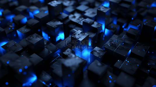 蓝色科技晶体方块立体商务的背景17