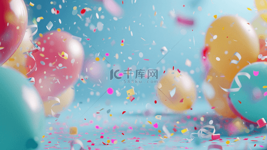 生日聚会背景图片_彩色气球彩带节日聚会的背景9