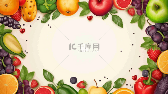 水果背景图片_简约唯美水果蔬菜平铺的背景4