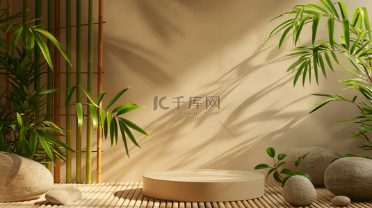 白色简约中式风格室内绿竹的背景5