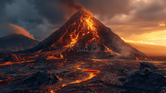 阴天背景图片_深色火山爆发的背景1
