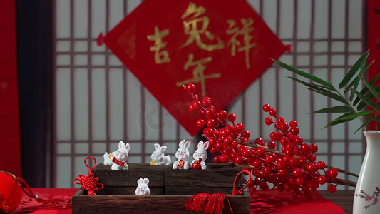 温暖春节新年兔年意境实拍1080