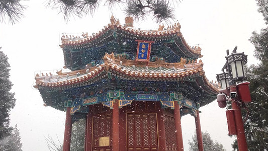 冷清摄影照片_实拍震撼北京雪天景山公园稀疏冷清