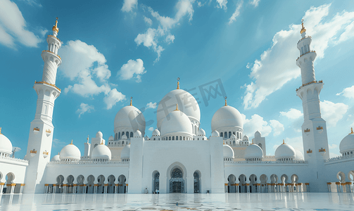 迪拜摄影照片_阿布扎比大清真寺