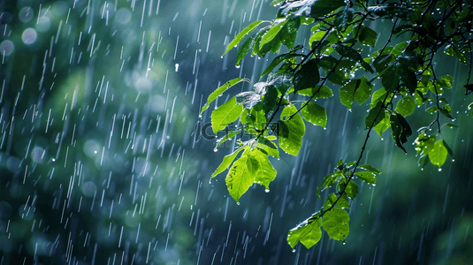 雨季下雨公园里树叶叶片纹理的背景11