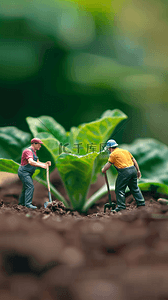 真人农民背景图片_五一微景观菜园里种菜的农民背景