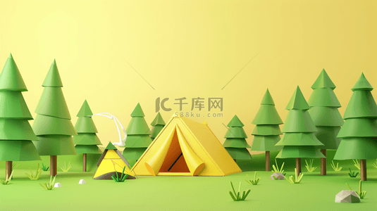 帐篷露营背景图片_3D春季春游旅游度假露营场景设计