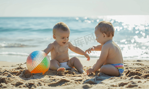 外国婴儿玩海洋球