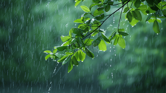 雨季背景图片_雨季下雨公园里树叶叶片纹理的背景2