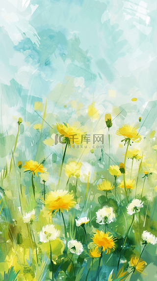 春天谷雨节气雨中柔和模糊黄色花朵图片