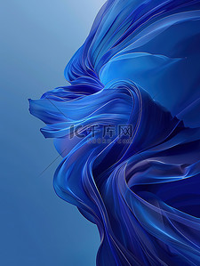 流动织物材料蓝色壁纸设计