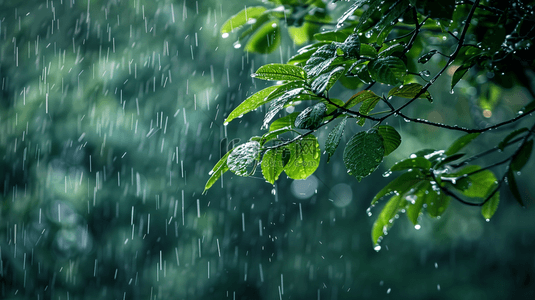 雨季下雨公园里树叶叶片纹理的背景1