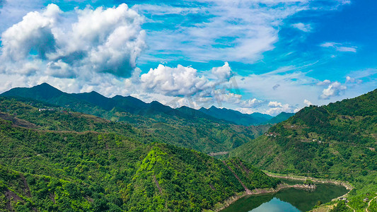 航拍蓝天白云祖国大好河山风景风光云层摄影