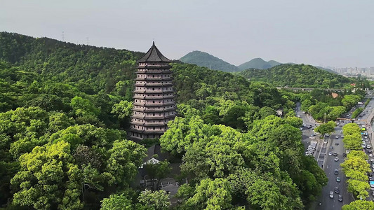 拍杭州旅游地标非遗千年佛塔六和塔风景区