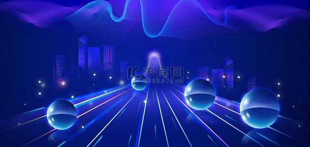 城市背景图片_蓝色科技水晶球横图素材