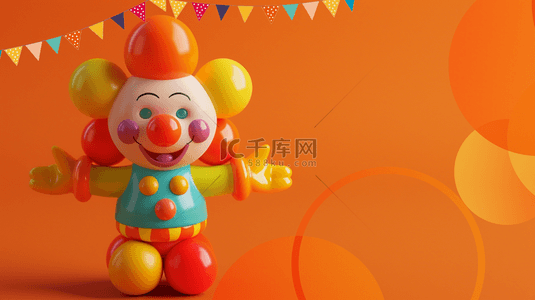 愚人节快乐可爱愚人节小丑橙色背景14